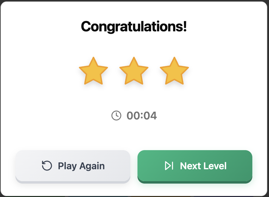 Completion celebration screen